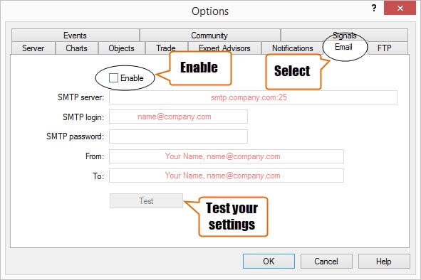 mt4-email-settings