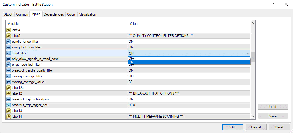 trend filter switch