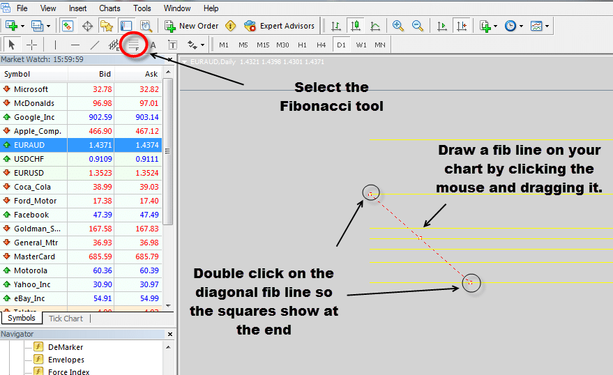 step 1 selecting the fib tool