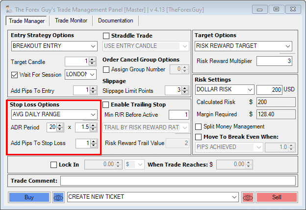 config stop loss settings