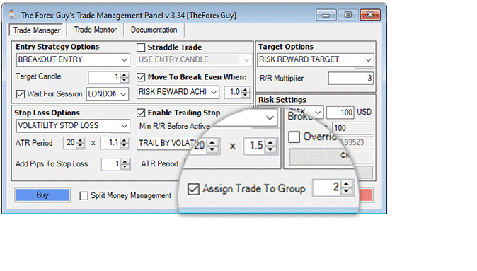 trade panel oco feature